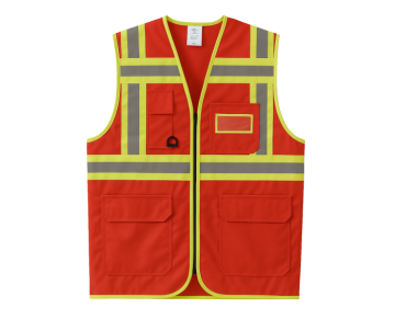 Grökren Örme Reflektifli Kırmızı Yönetici/Mühendis İkaz Yeleği